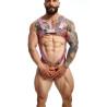 MOB Eroticwear Harnais Cross Cockring Dngeon Rose